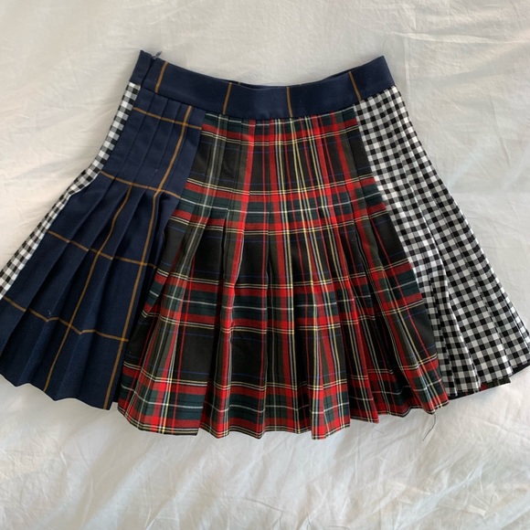 zara pleated plaid skirt